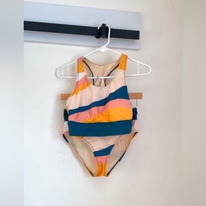 high neck and high waisted swim suit